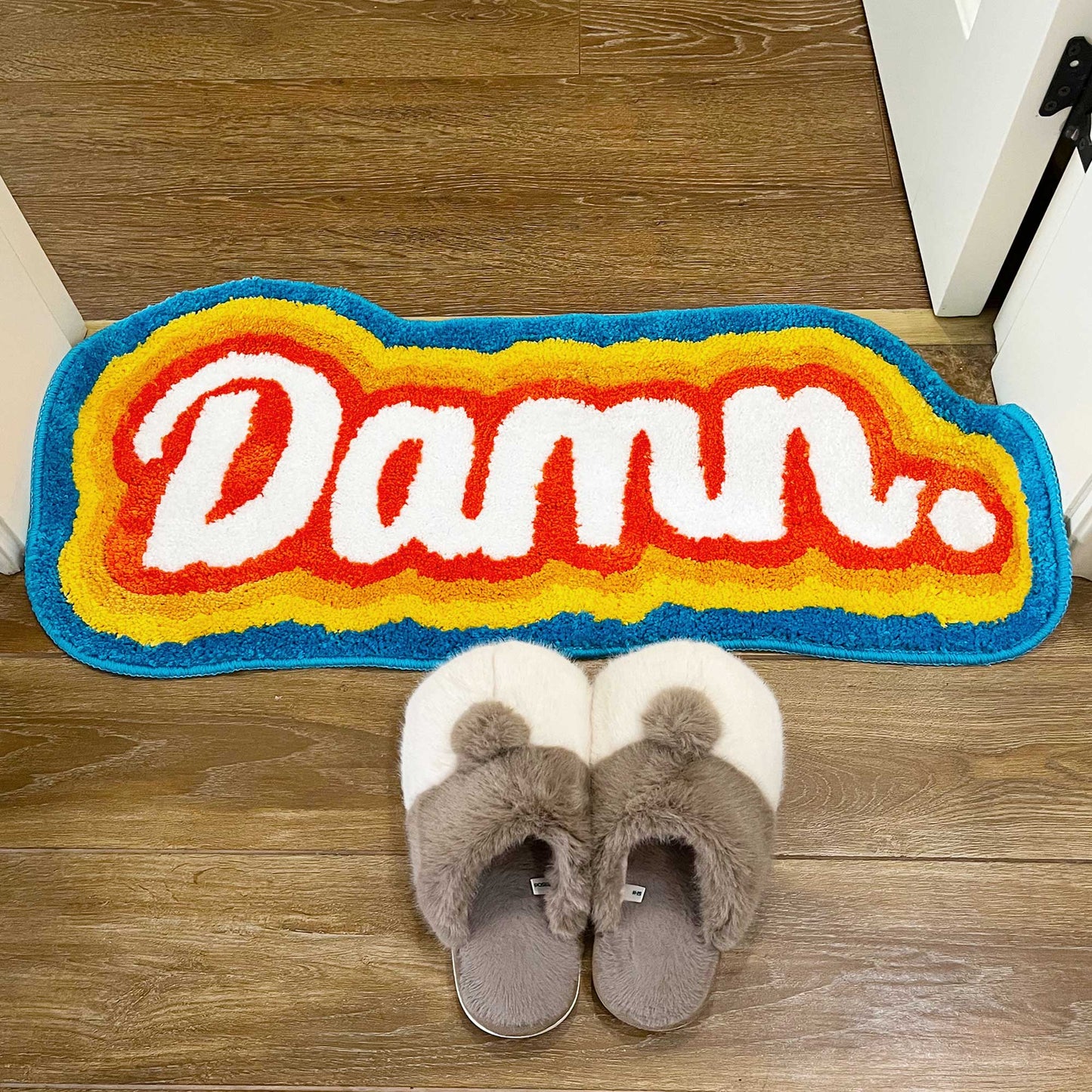 Tufted Rug Rainbow Damn Rug in an Entryway