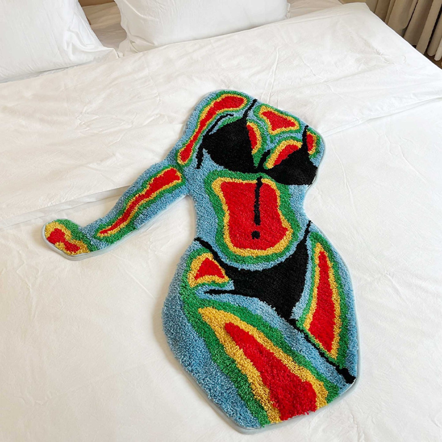 Tufted Rug Infrared Female Body Rug Front on a Bed