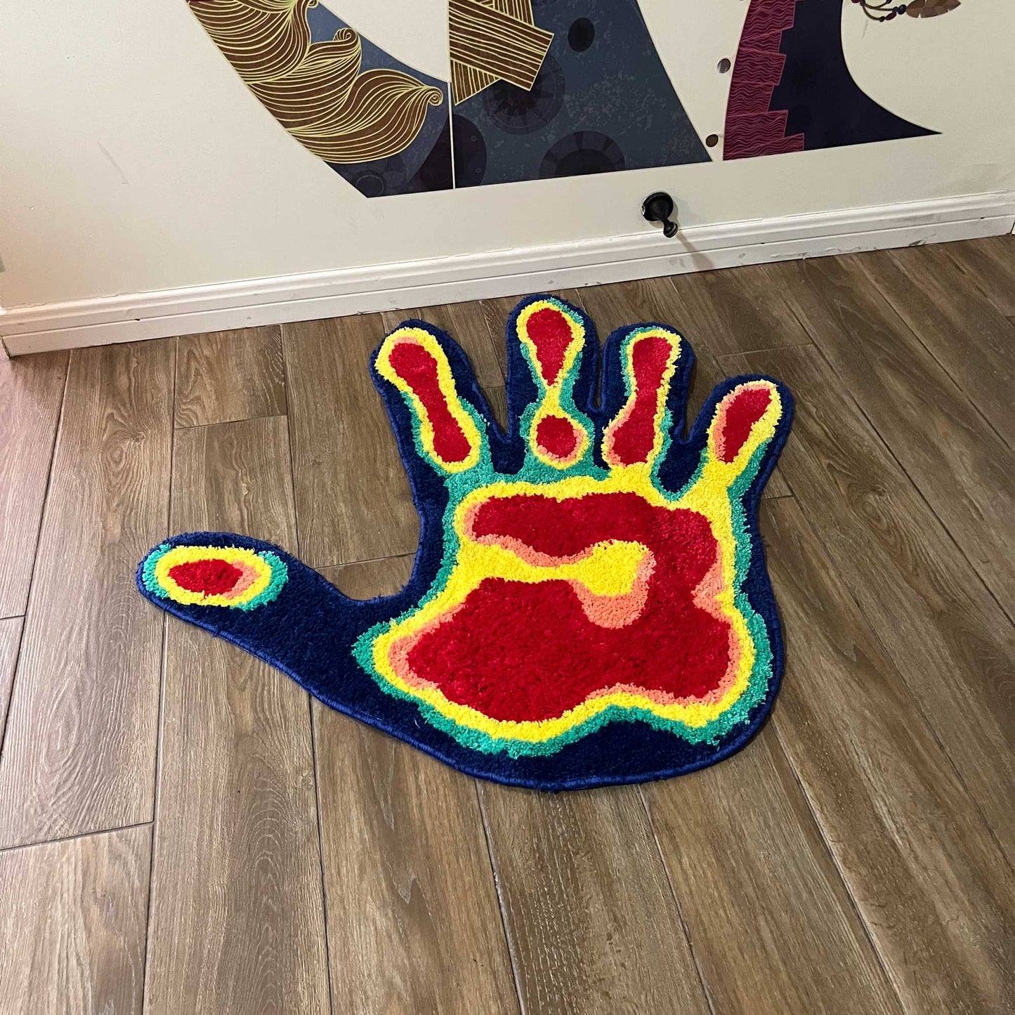 Tufted Rug Infrared Giant Hand Rug Top Down