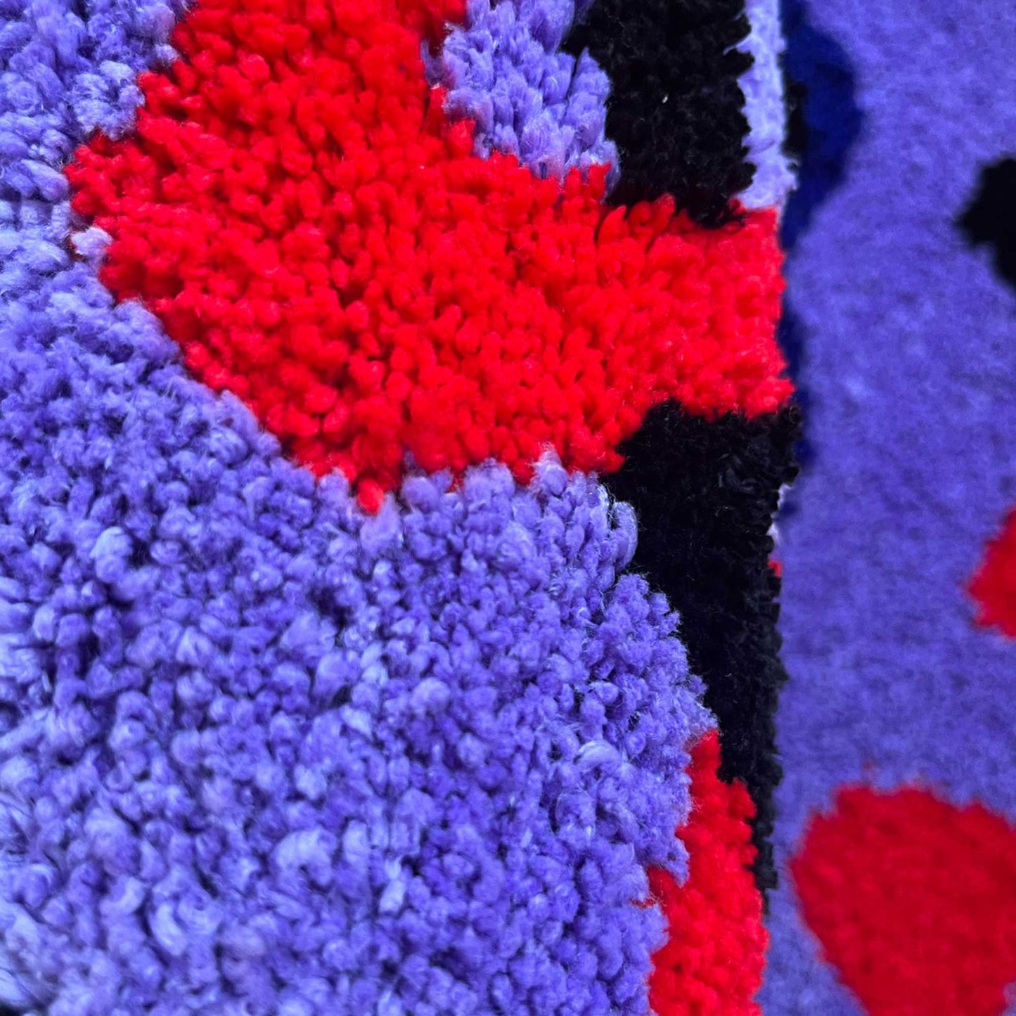 Tufted Rug Loopy Smiley Face Rug Close Up