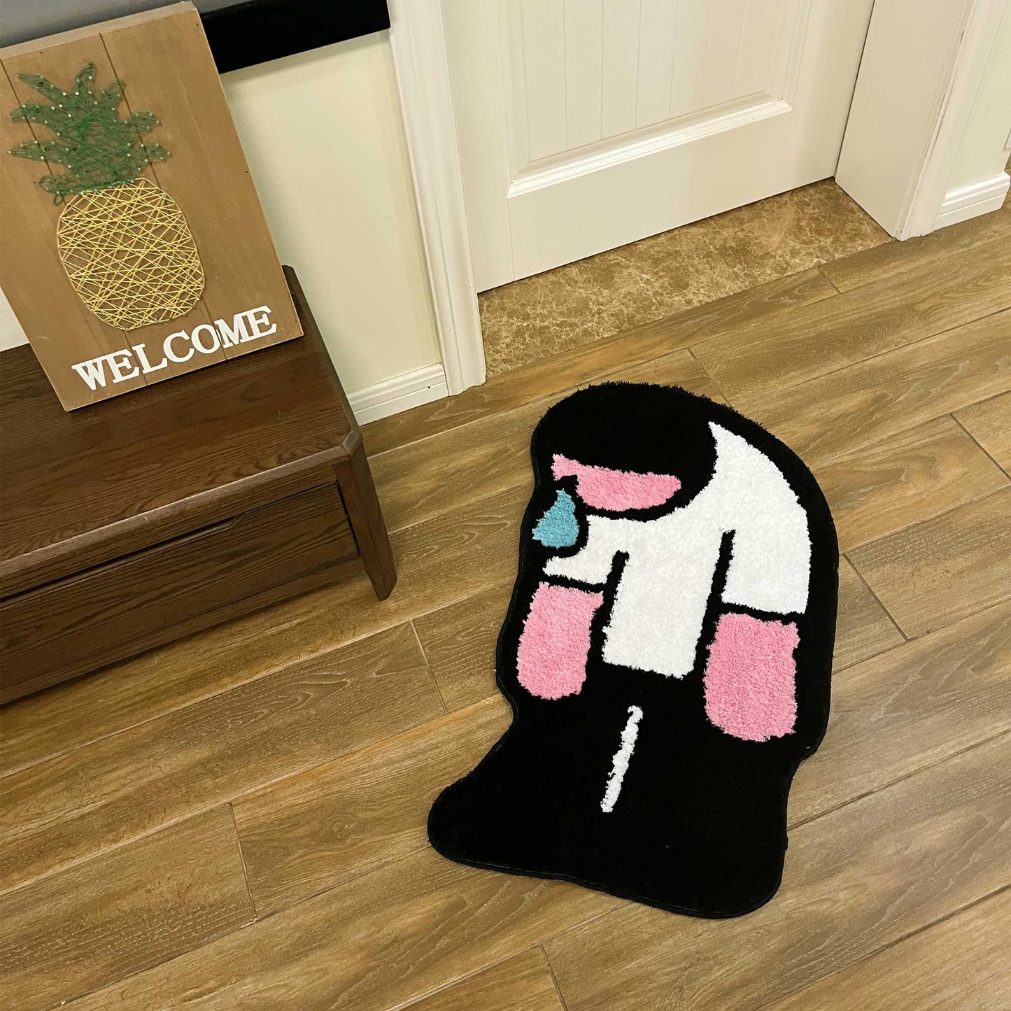 Tufted Rug Sad Man Rug Front in a Living Room