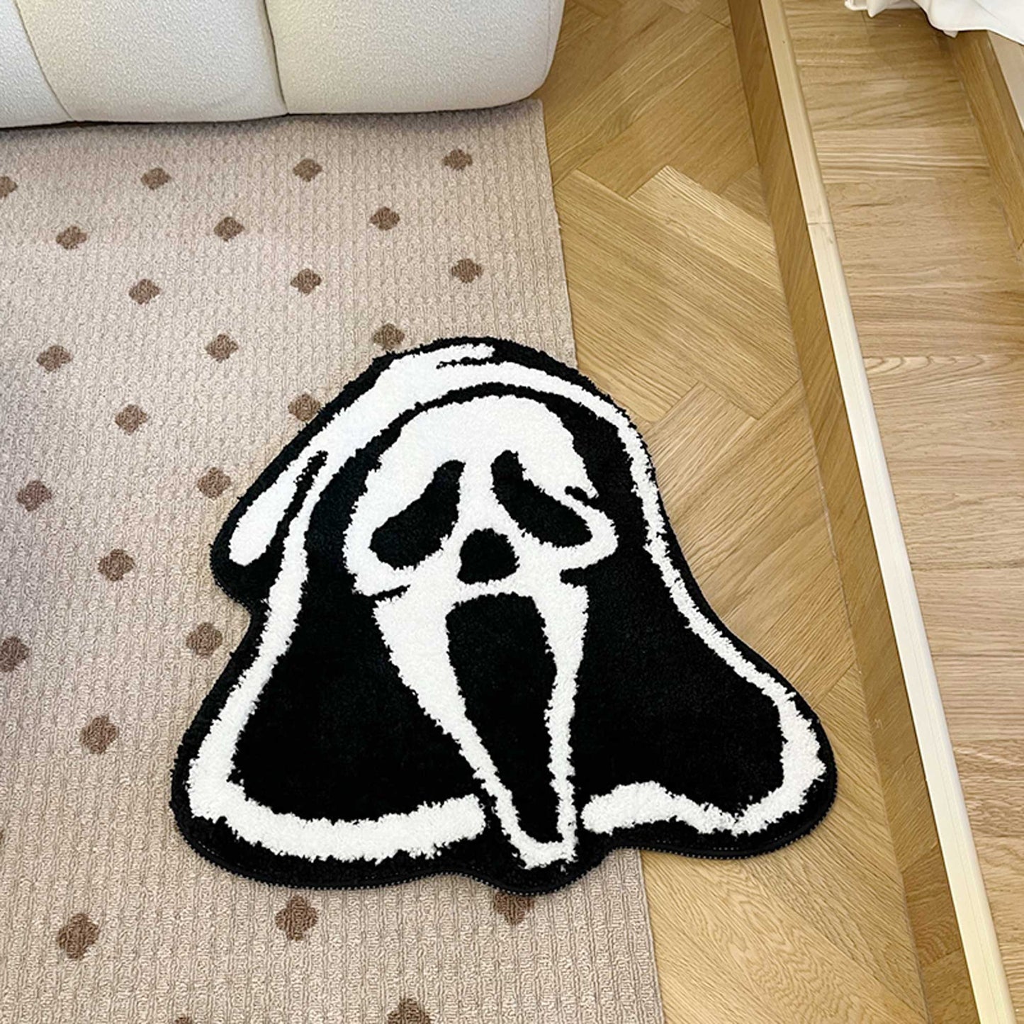 Tufted Rug Scream Ghostface Rug Front in a Living Room