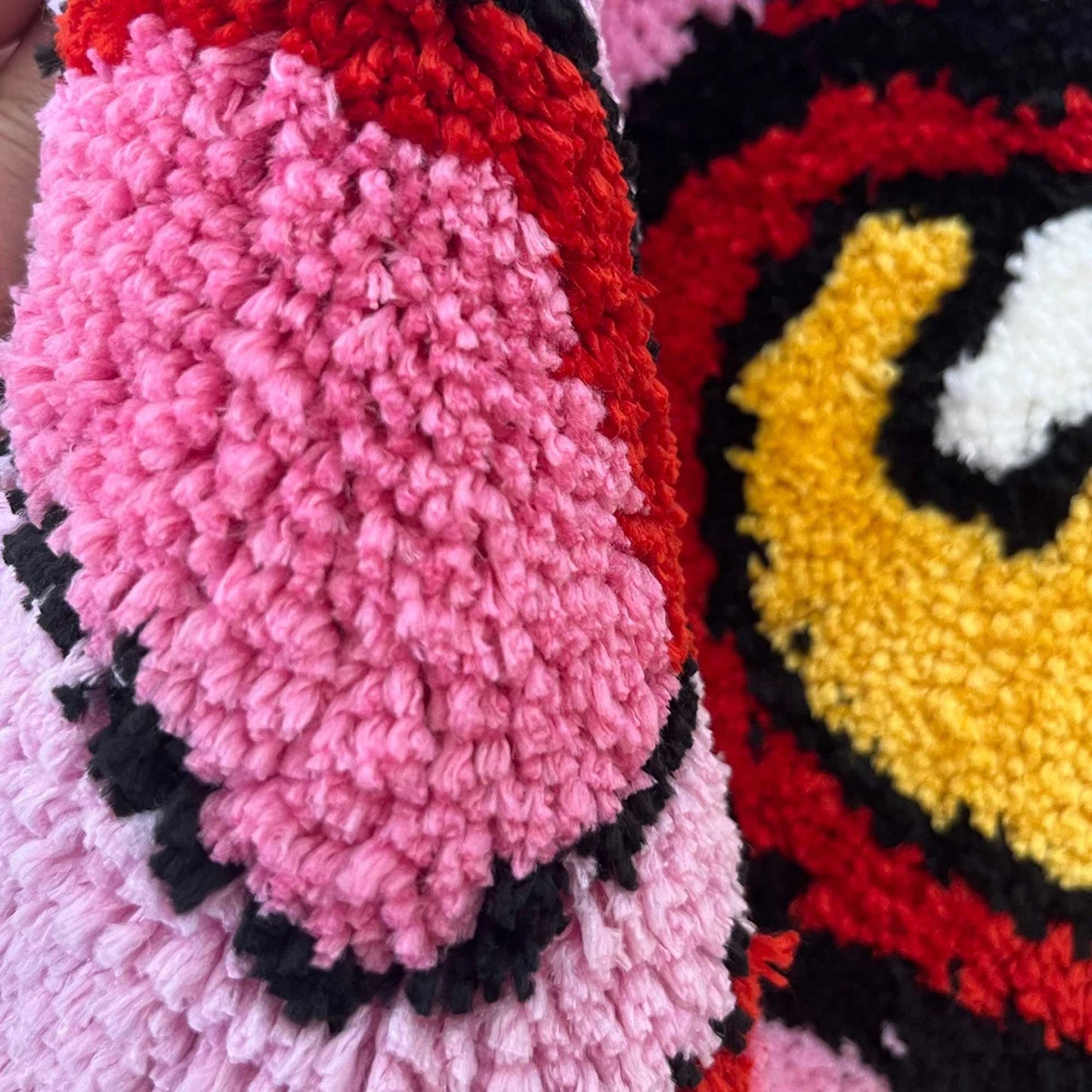 Tufted Rug Tyler the Creator Splattered Cherry Bomb Rug Close Up