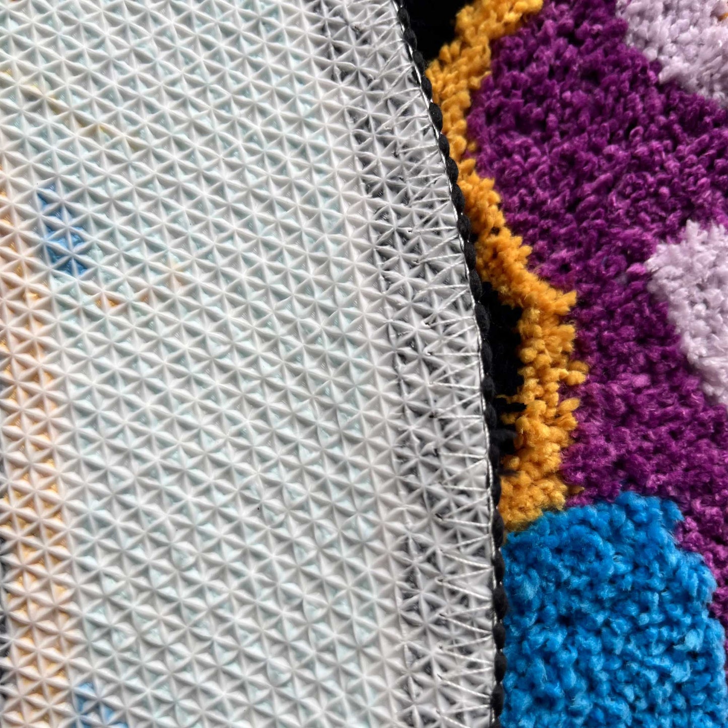 Tufted Rug Trippy Smiley Face Rug Folded Close Up