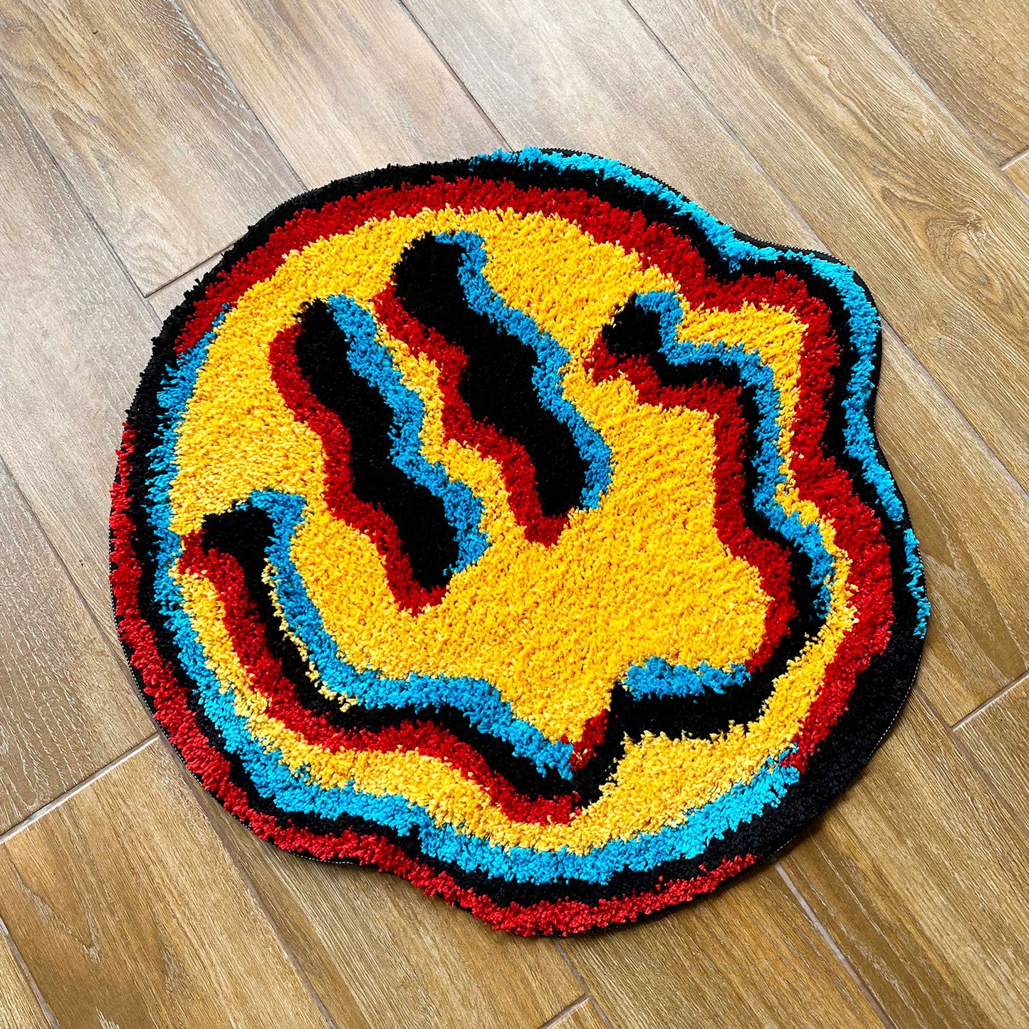 Tufted Rug LSD Trippy Smiley Face Rug Diagonal
