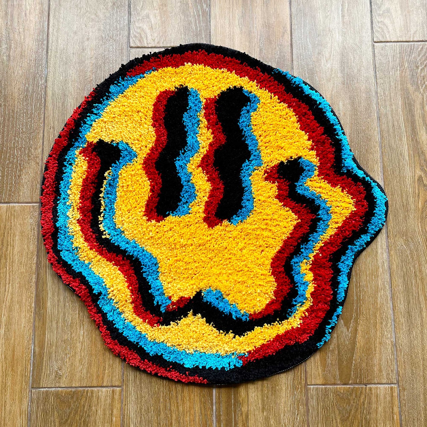 Tufted Rug LSD Trippy Smiley Face Rug Front