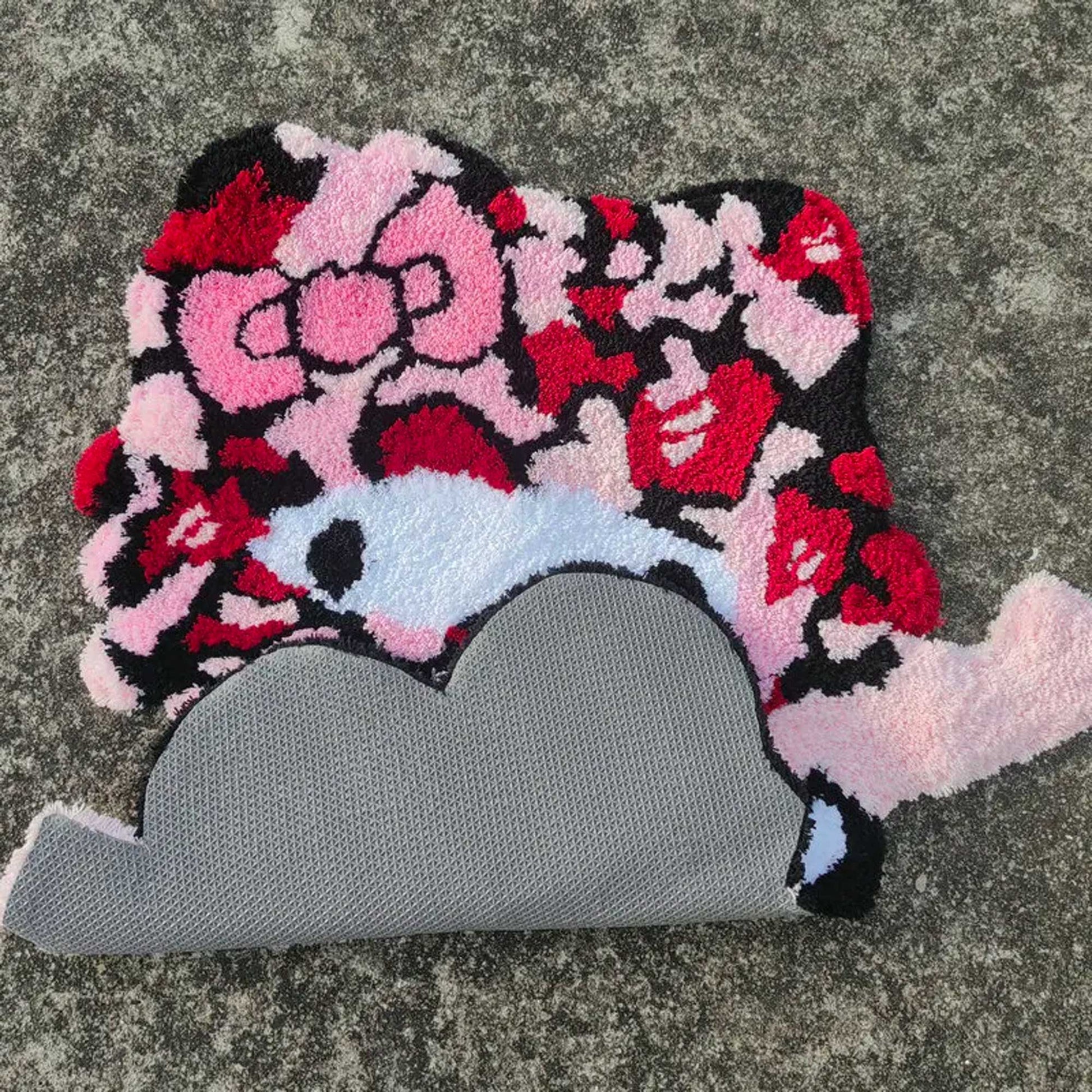 Tufted Rug Pink Hello Kitty Rug Front and Back