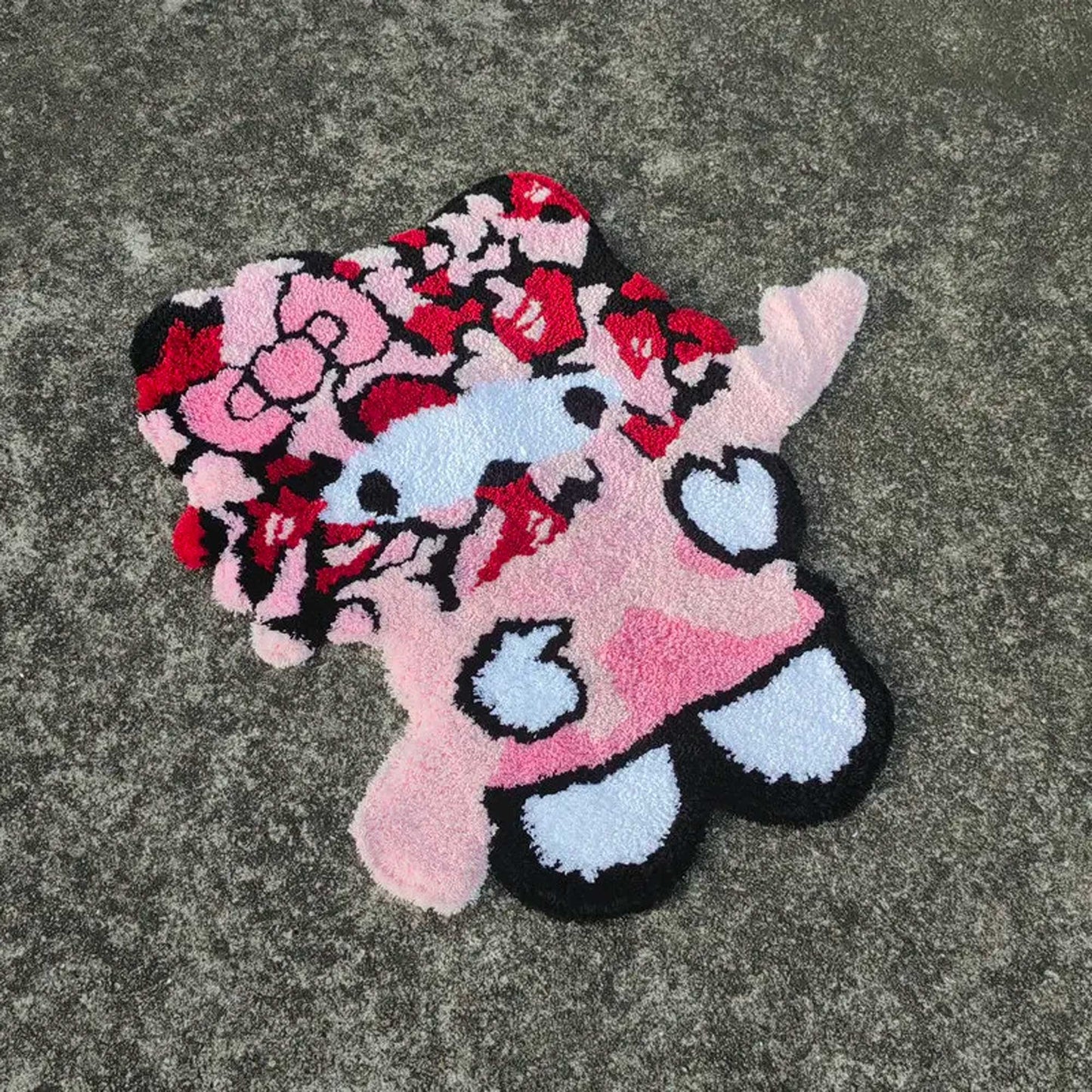 Tufted Rug Pink Hello Kitty Rug Front Diagonal 