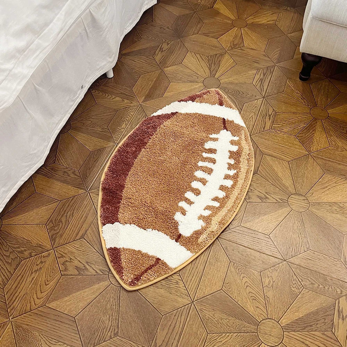 Tufted Rug American Football Rug in Bedroom