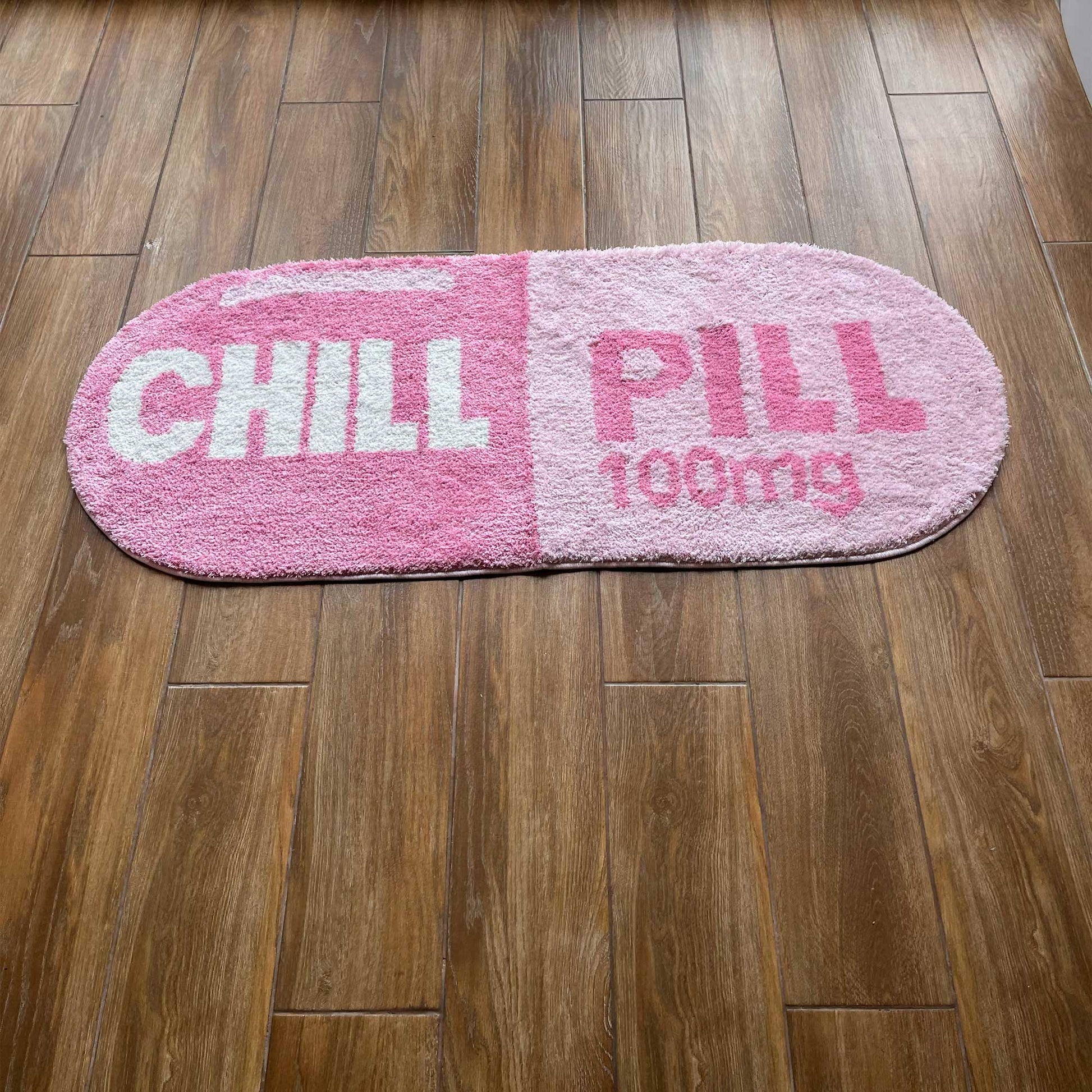 Tufted Rug Pink Chill Pill Rug Front Top Down