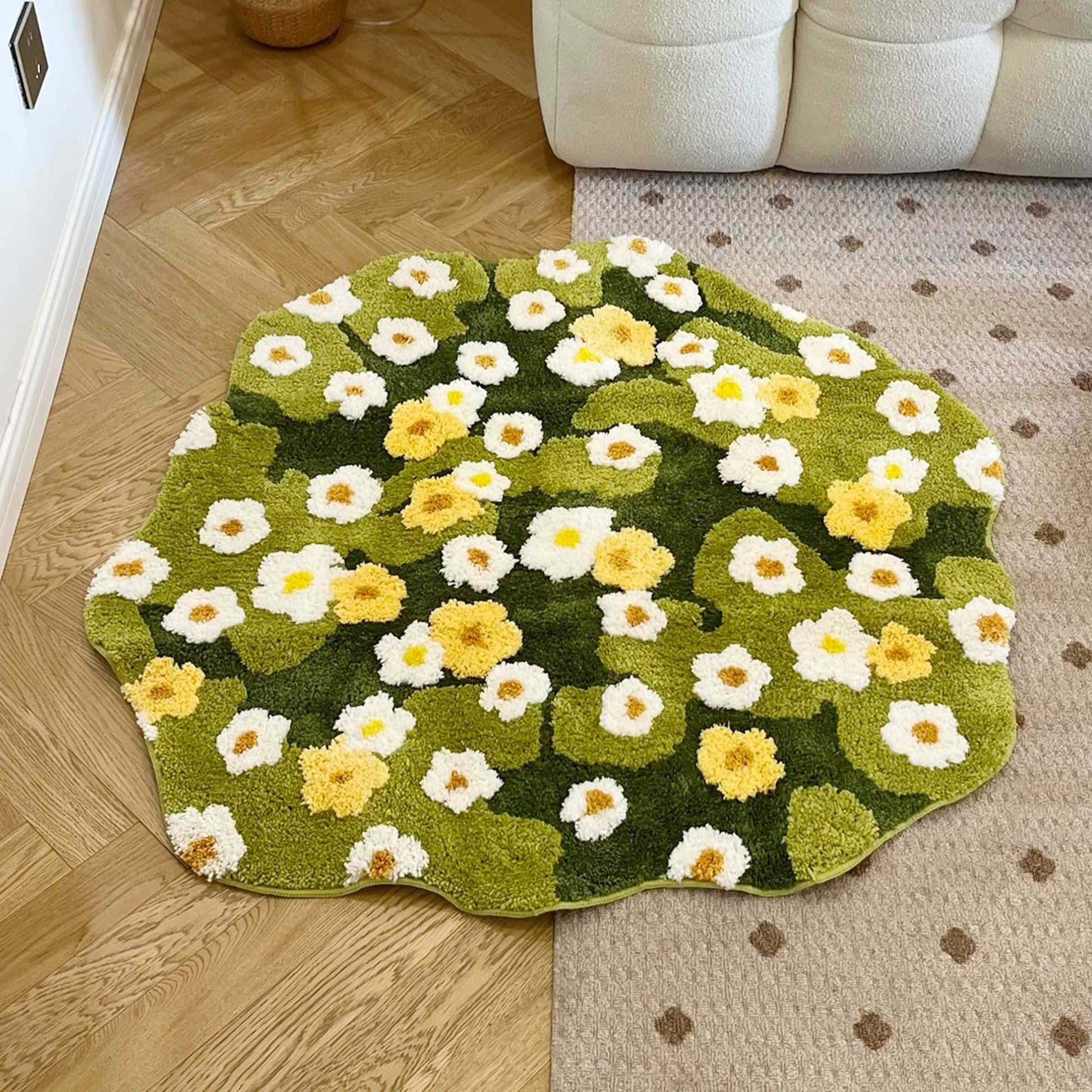 Tufted Rug Daisy Field Rug in Living Room