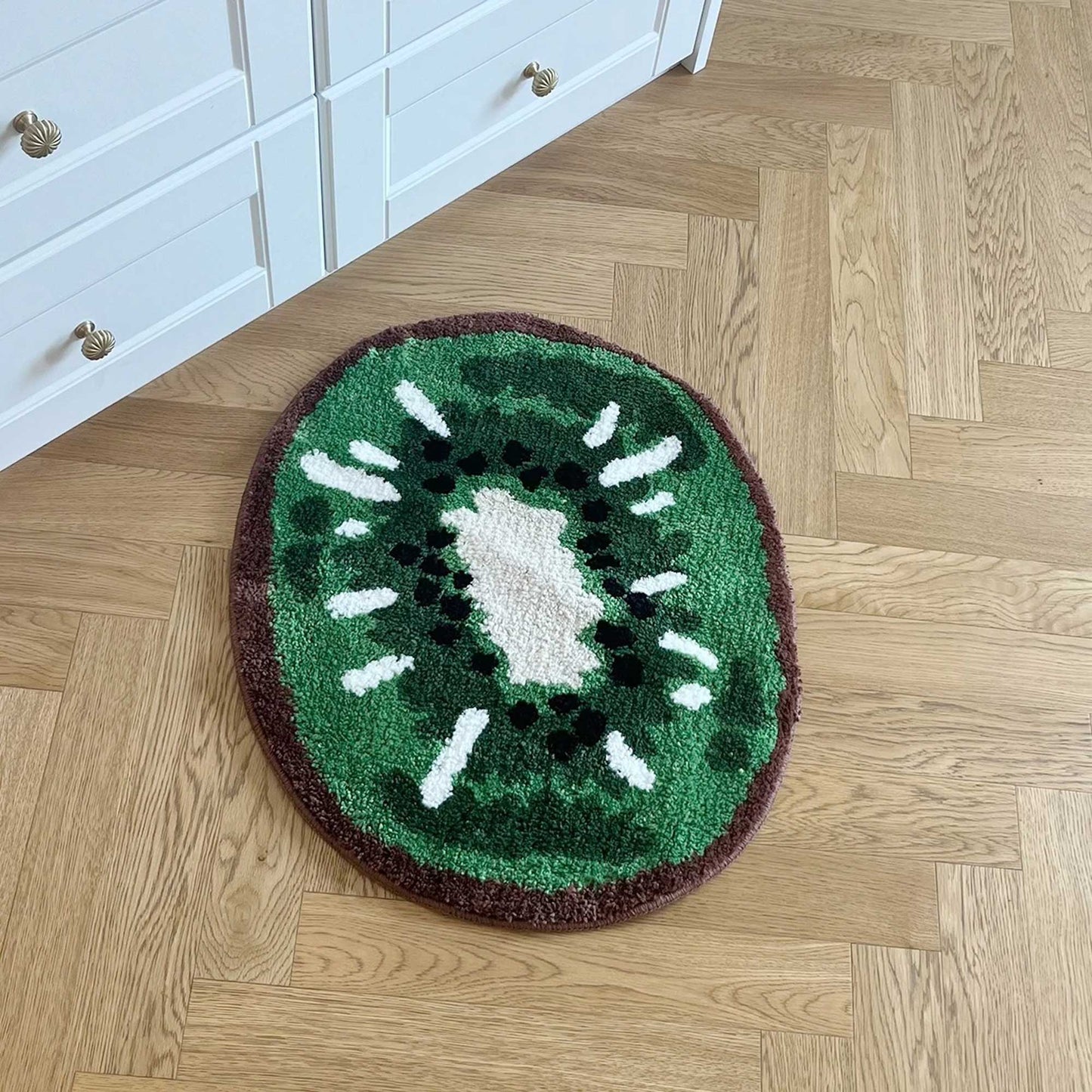 Tufted Rug Kiwi Fruit Rug in Living Room