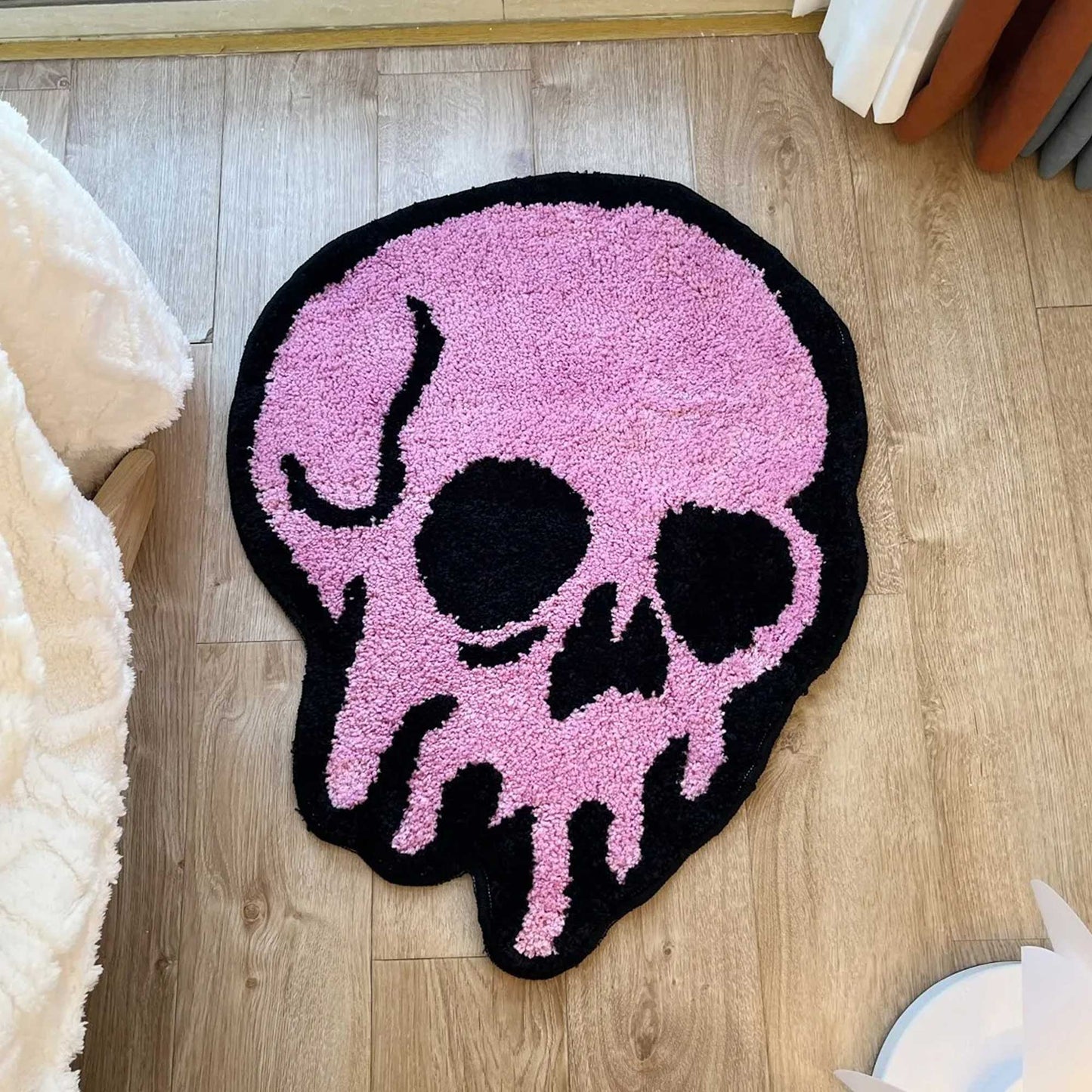 Tufted Rug Pink Melting Skull Rug Front