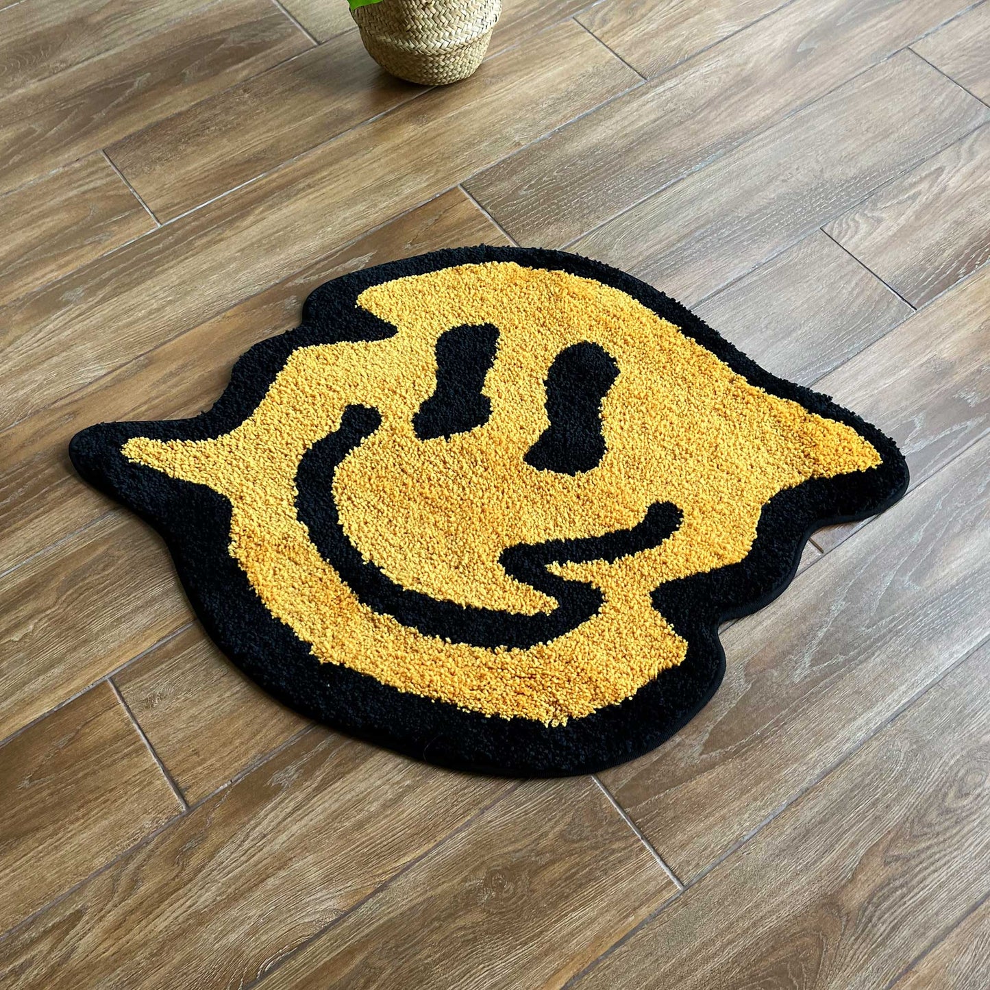 Tufted Rug Melting Yellow Smiley Face Rug Front