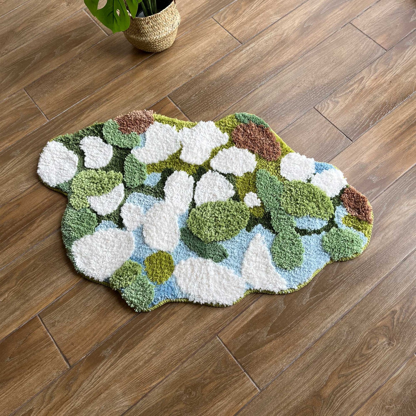 Tufted Rug Green Natural Moss Rug Front