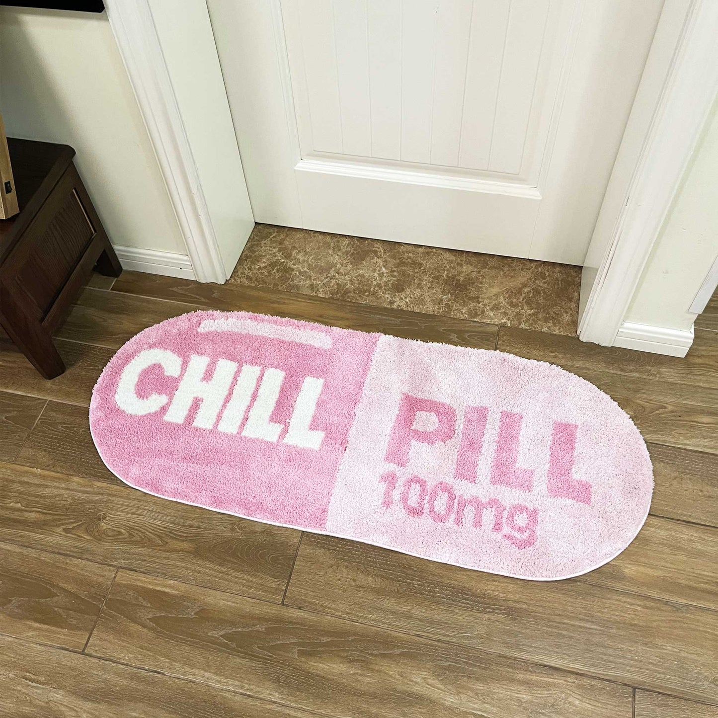 Tufted Rug Pink Chill Pill Rug in Entryway