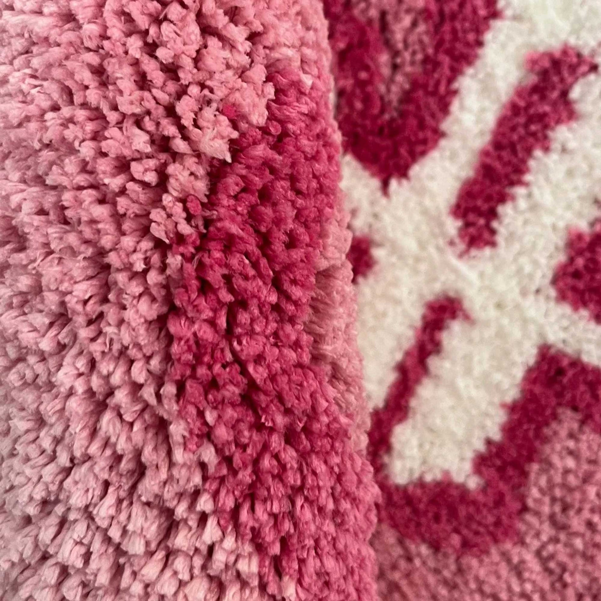 Tufted Rug Pink Money Bag Rug Close Up