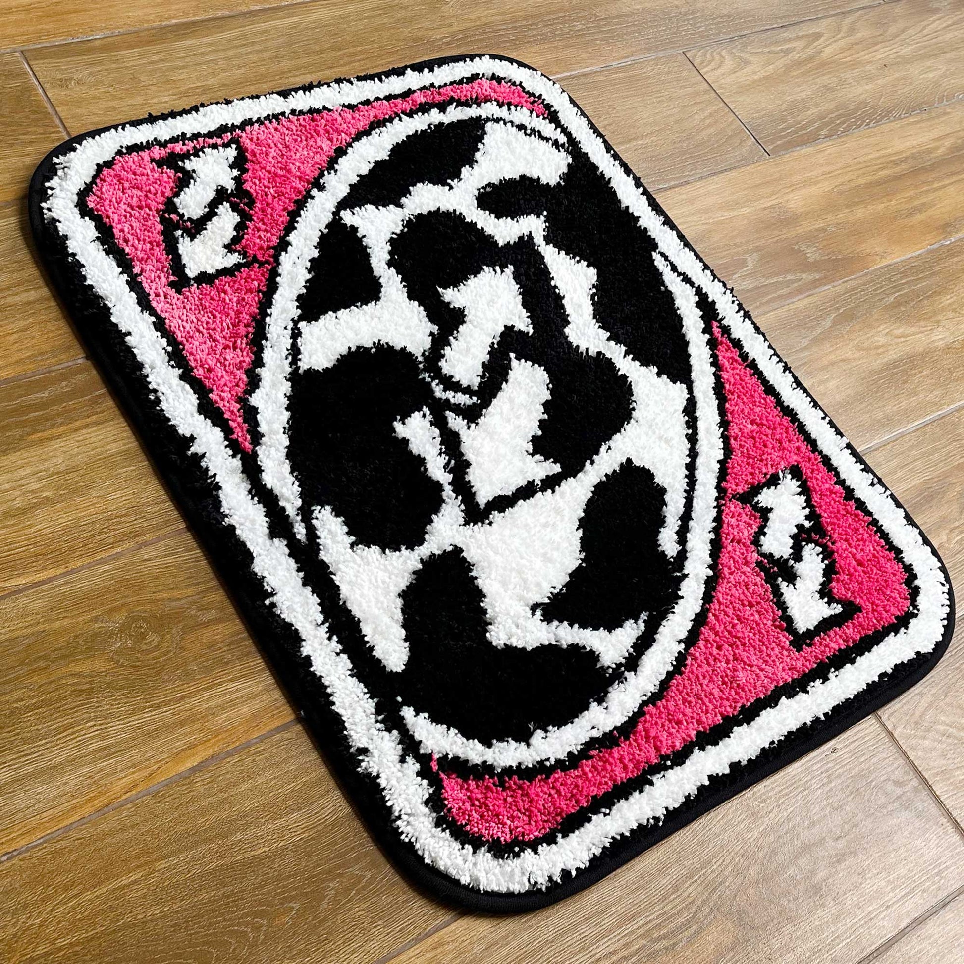 Tufted Rug Pink UNO Reverse Card Rug Top Down