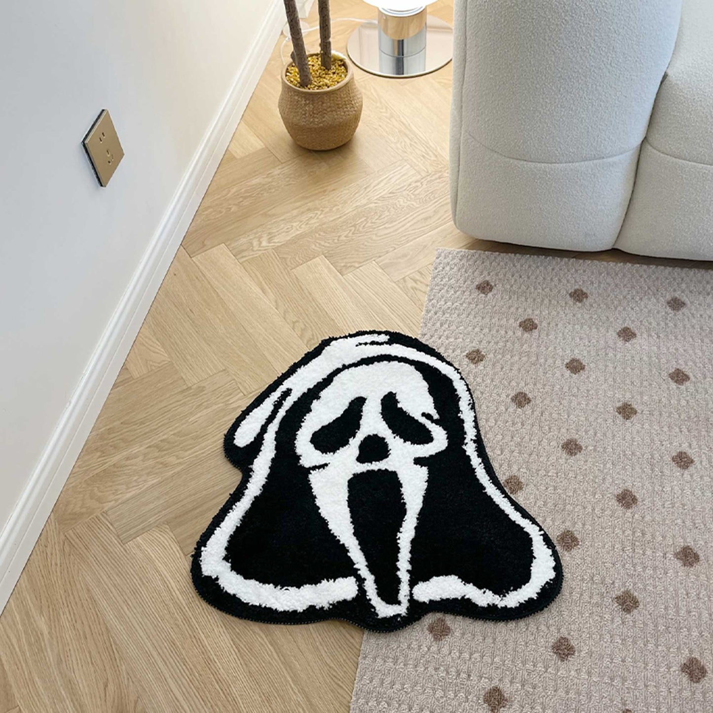 Tufted Rug Scream Ghostface Rug Front in a Living Room