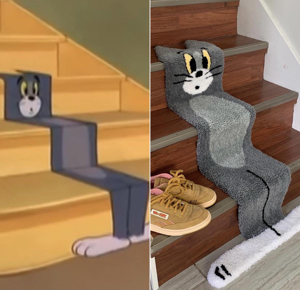 Tufted Rug Tom And Jerry Rug on Stairs