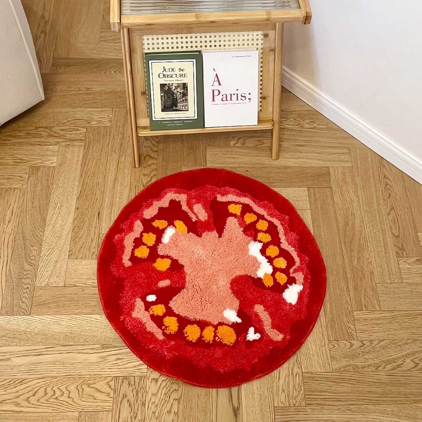 Tufted Rug Tomato Rug in Living Room