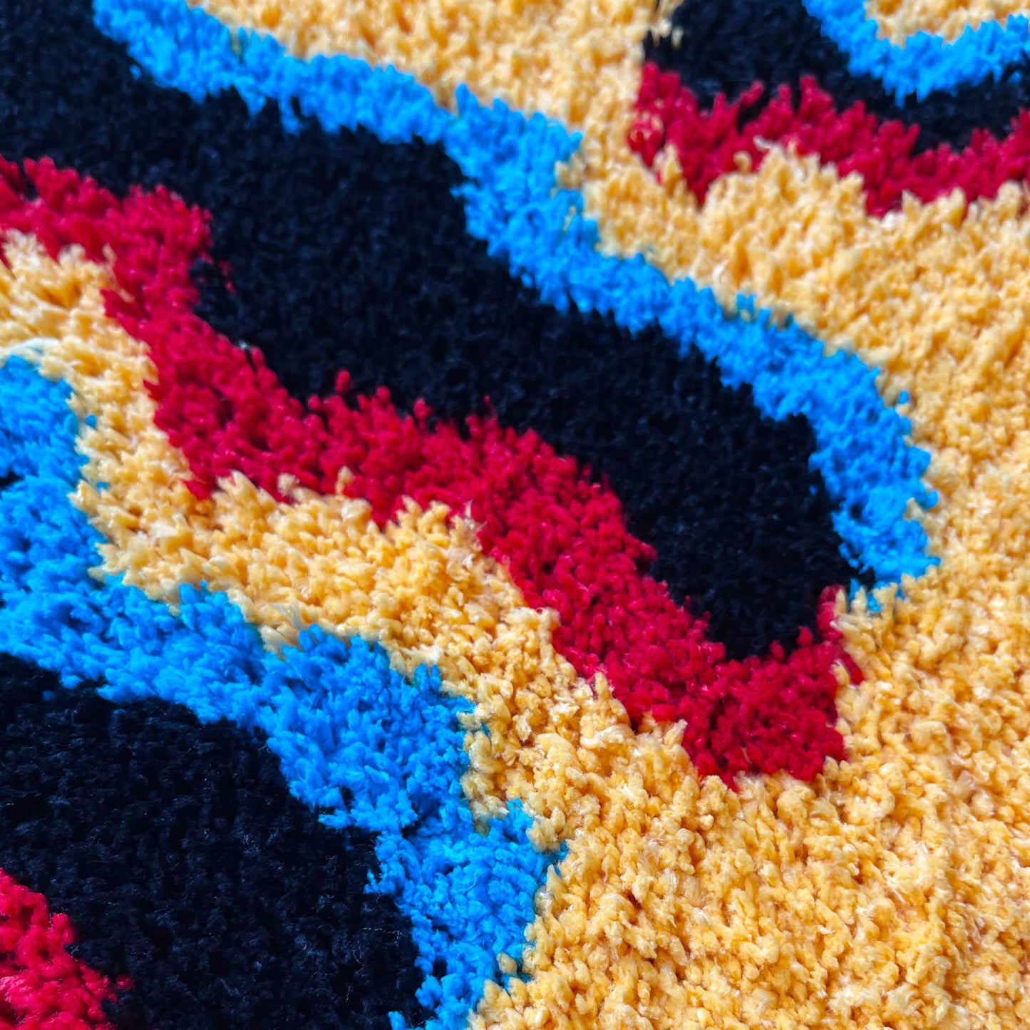 Tufted Rug LSD Trippy Smiley Face Rug Close Up