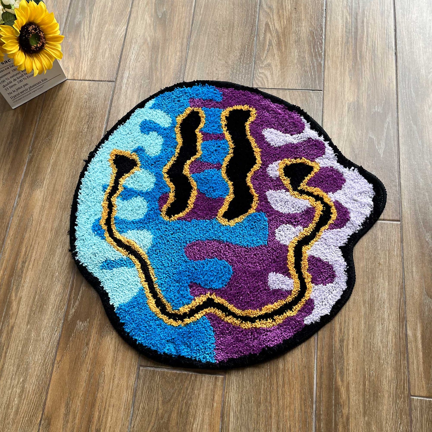 Tufted Rug Trippy Smiley Face Rug Front