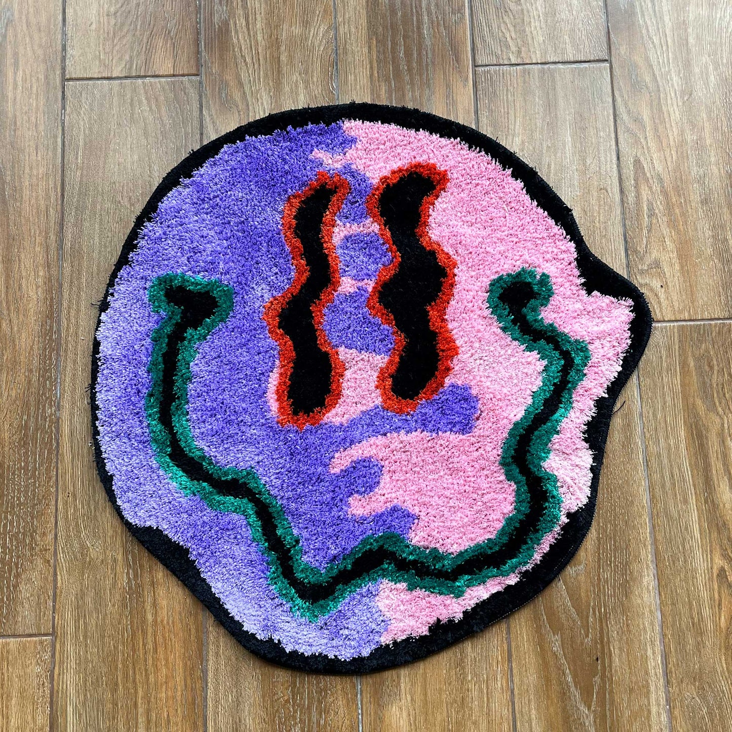 Tufted Rug Trippy Two Face Smiley Face Rug Front