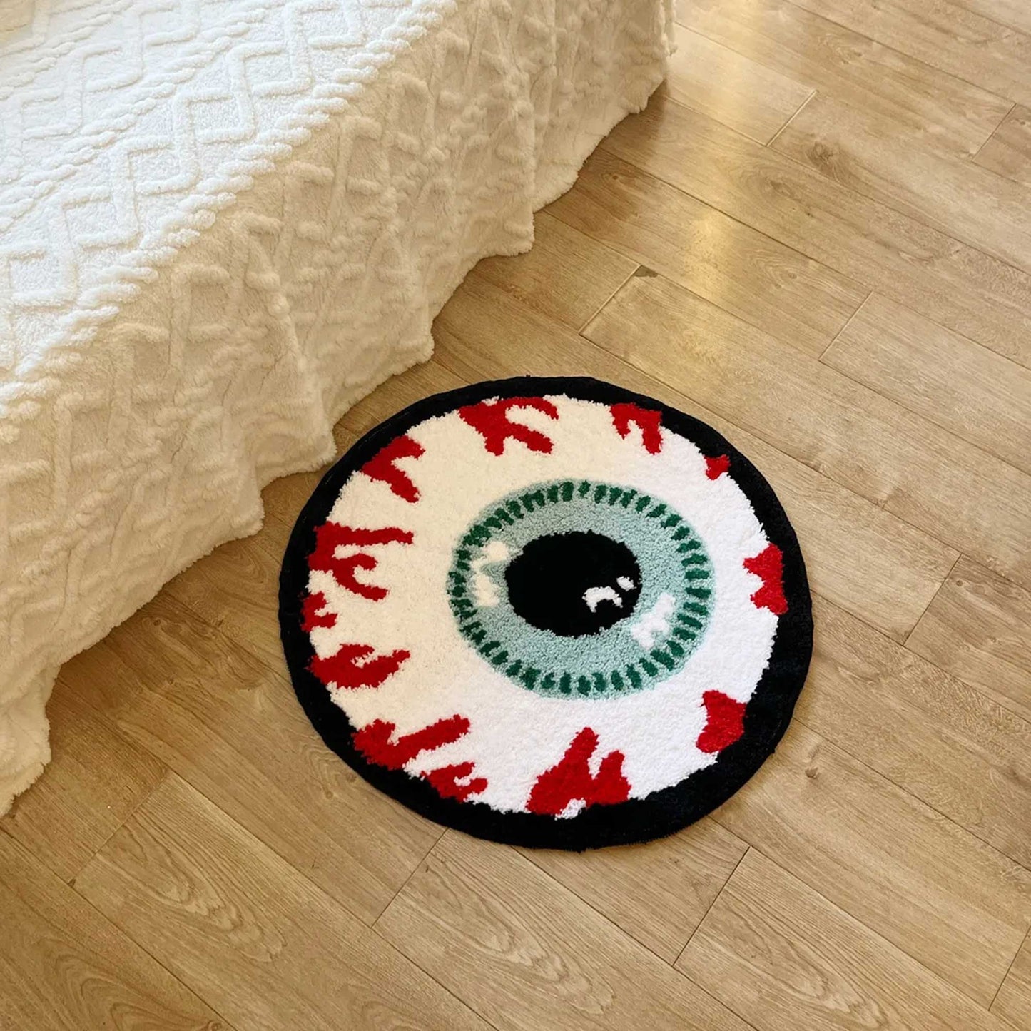 Tufted Rug Veiny Eyeball Rug Front in a Living Room