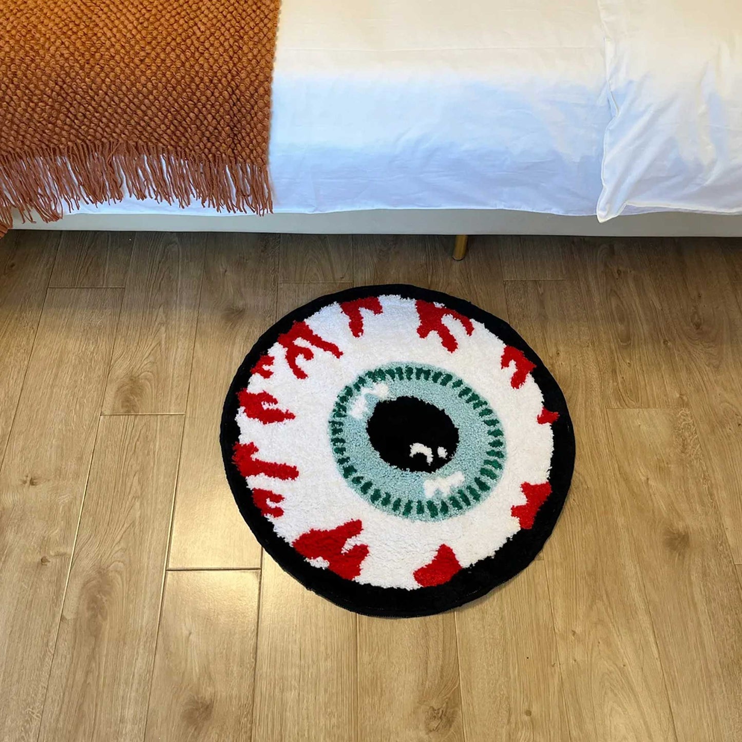 Tufted Rug Veiny Eyeball Rug Front in a Bedroom